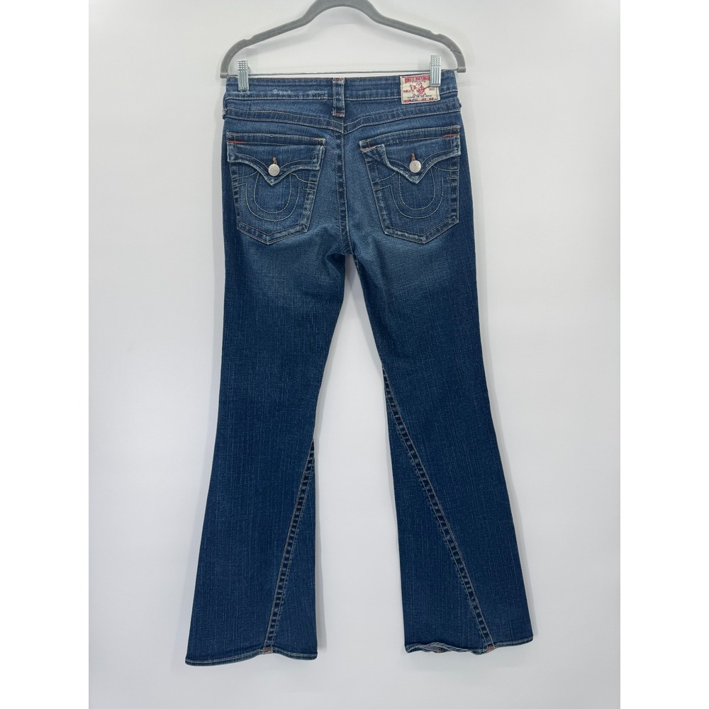 VTG Y2K True Religion 503 Low Rise Twisted Flare Denim Jean 30 Button Back Flap